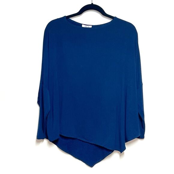 Helmut Lang Long Sleeve Top Asymmetrical Sweatshirt navy blue women’s size S - Picture 2 of 5
